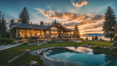 Lakeside Luxury Home with Sunset View