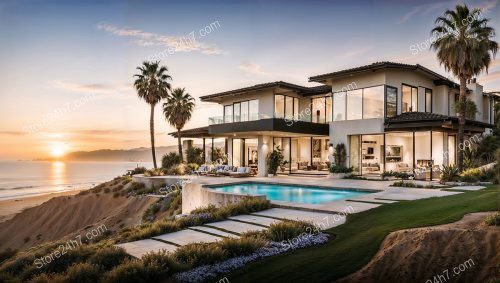 Serene California Beachfront Sunset Home