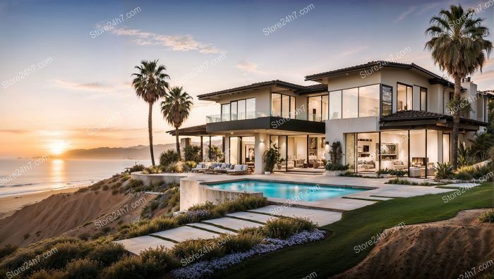 Serene California Beachfront Sunset Home