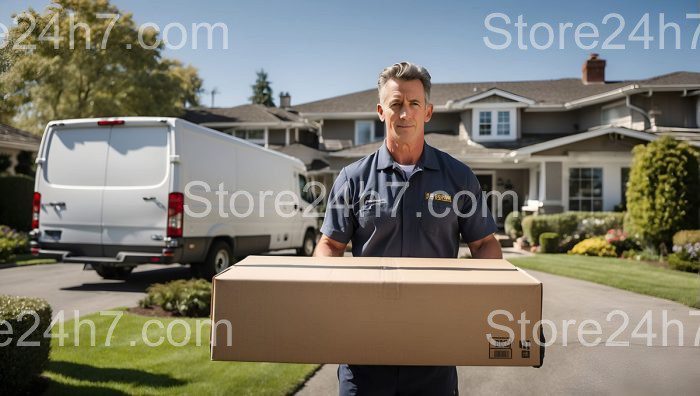 Professional Mover Delivers Box Securely