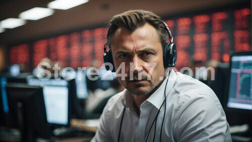 Focused Trader at Financial Desk