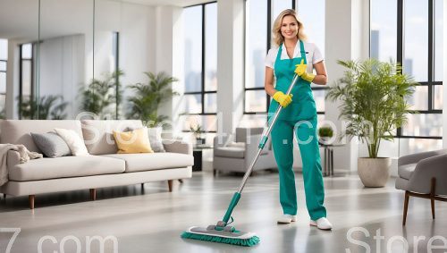 Modern Cleaner in Bright Apartment