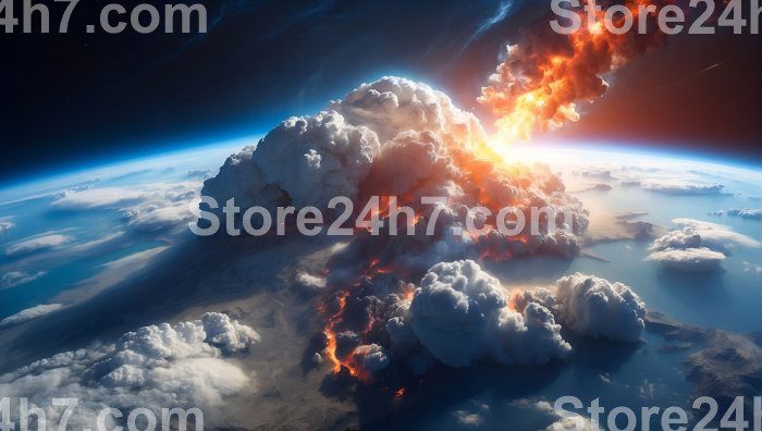 Asteroid Impact Clouds Alight with Fire