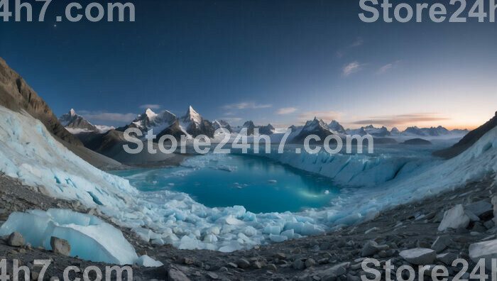 Starry Night Over Melting Glacier