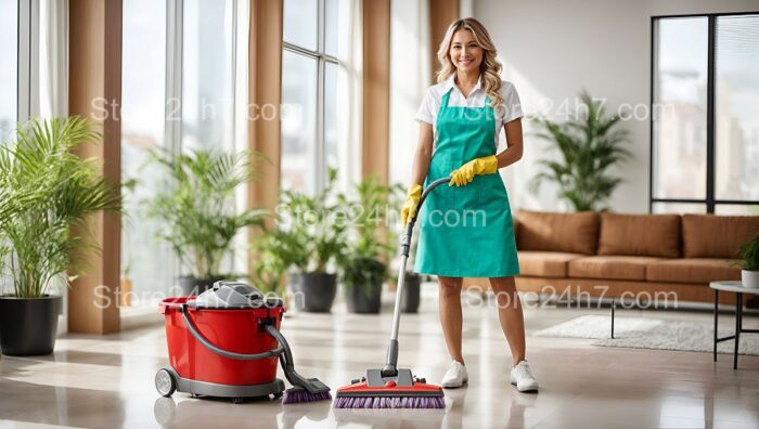 Professional Cleaner with Modern Equipment