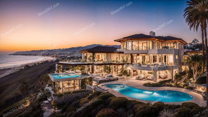 Elegant Oceanview California Villa Twilight