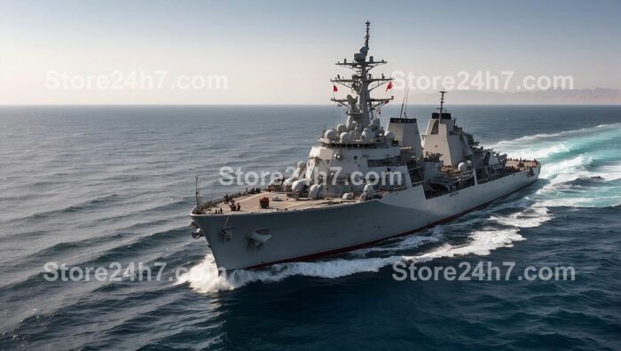 Destroyer Sailing Red Sea Waters