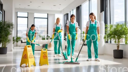 Dedicated Cleaning Staff at Work