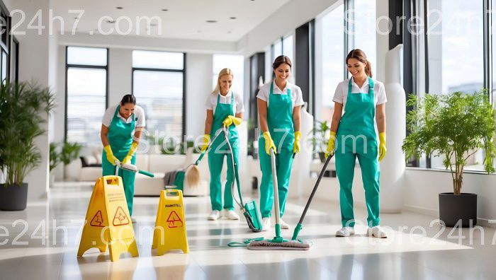Dedicated Cleaning Staff at Work