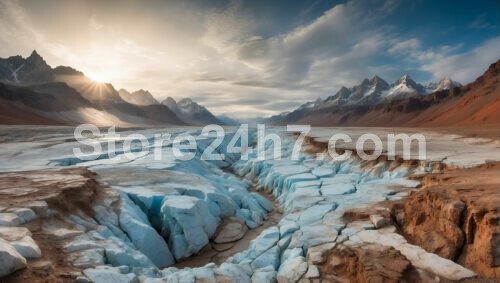 Mountain Ice Reserves at Sunset