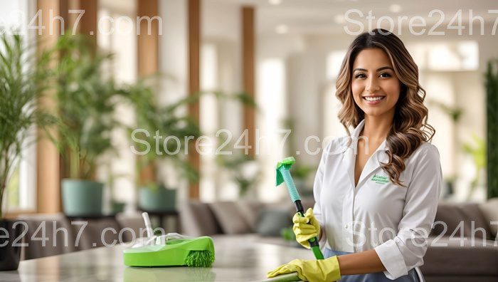 Efficient Cleaning Service Professional Posing