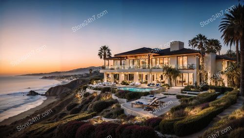 Coastal Twilight Elegance in Modern Villa