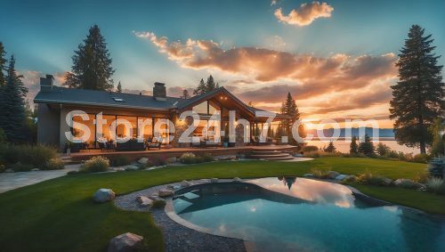 Lakeside Luxury Home with Sunset View