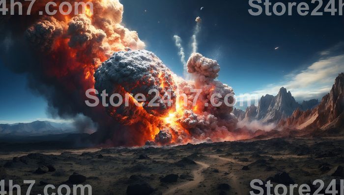 Catastrophic Asteroid Impact Mountainous Terrain
