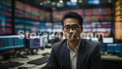 Financial Analyst in Stock Exchange Background
