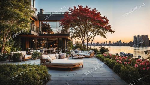Urban Waterfront Luxurious Home Twilight