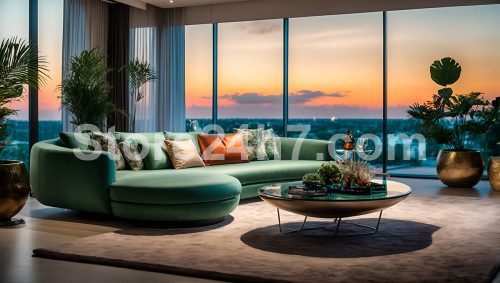 Elegant Sunset View Living Room