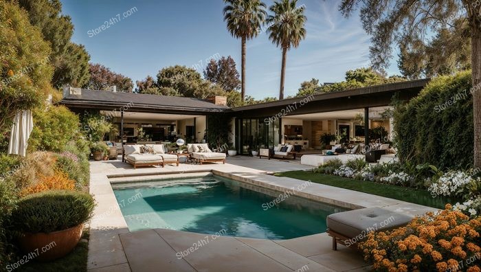 California Modern Home Poolside View