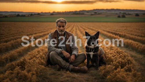 Weary Farmer with Faithful Dog