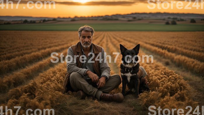 Weary Farmer with Faithful Dog