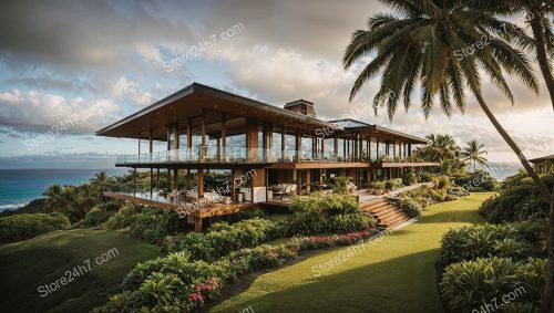 Modern Hawaiian Home Oceanfront View