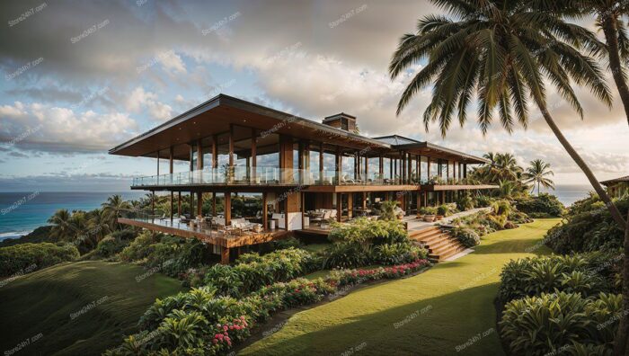 Modern Hawaiian Home Oceanfront View