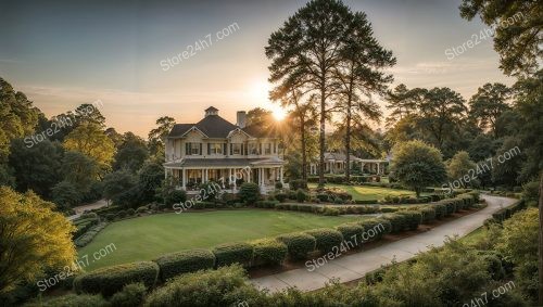 Majestic Southern Estate Home at Golden Hour