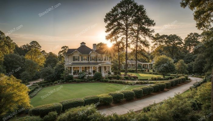 Majestic Southern Estate Home at Golden Hour