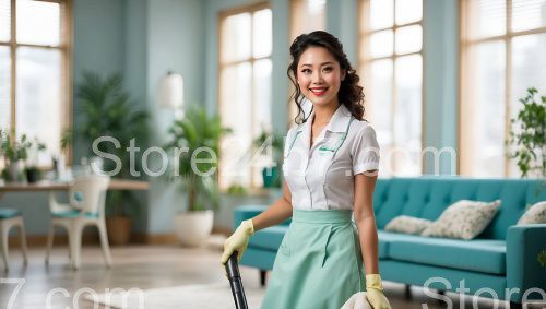 Friendly Housekeeper in Refreshing Interior