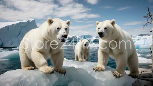 Three Polar Bears Iceberg Habitat