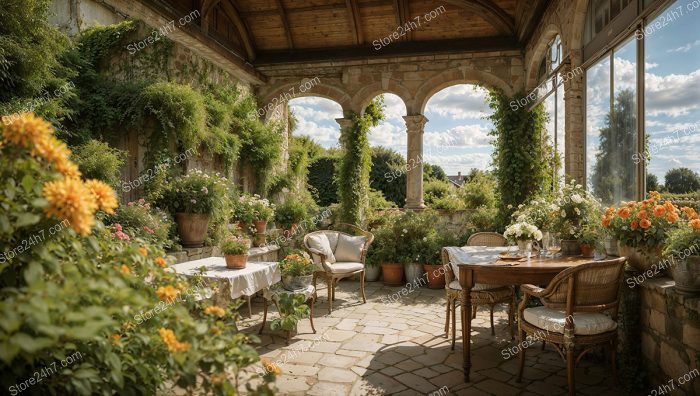 French Country House Floral Patio