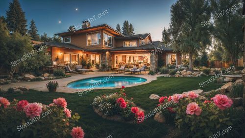 Twilight Elegance in Luxurious Home Setting