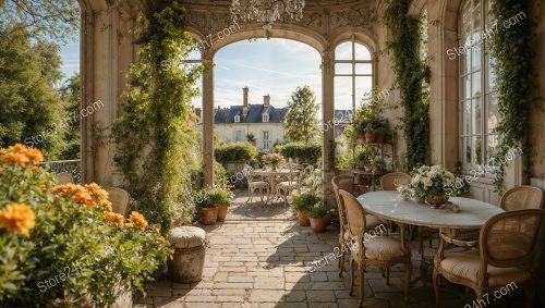 French Country House Green Patio