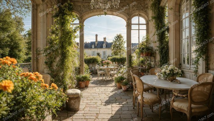 French Country House Green Patio