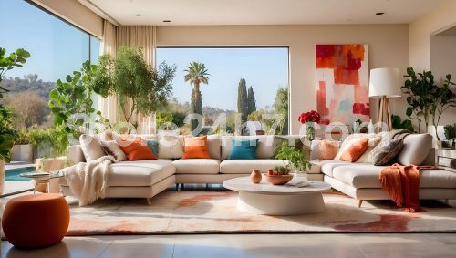 Bright Modern Living Room Panorama