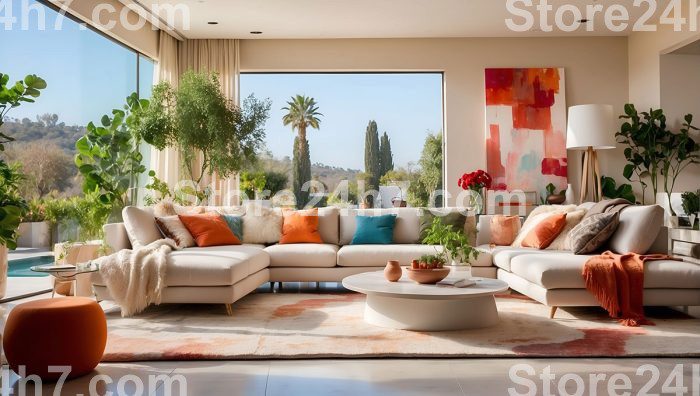 Bright Modern Living Room Panorama