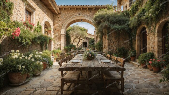 Italian Home's Serene Courtyard Dining