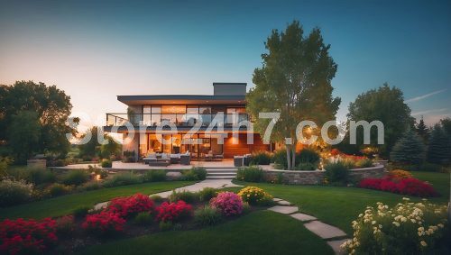 Luxurious Modern Home Twilight Vista