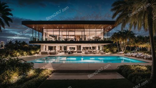 Tropical Modern Mansion Evening Luxury