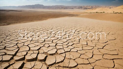 Dry desert cracks under heat