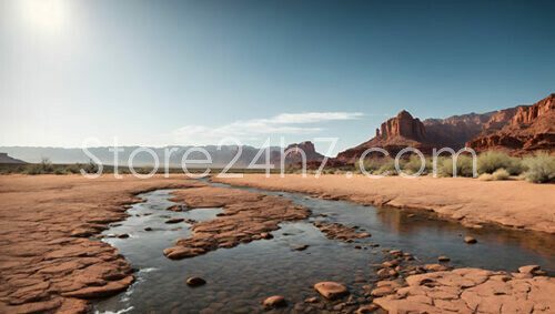 Desert Riverbed Drought Arizona Sunlight