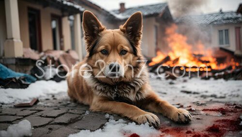 Loyal Dog Amidst Ukraine Ruins