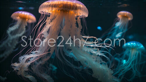 Luminous Jellyfish Dance Underwater