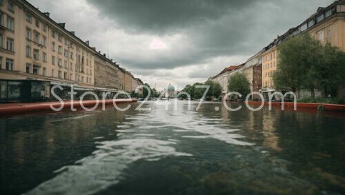 Flooded Cityscape Climate Change Reality