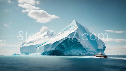 Vessel Encounters Towering Antarctic Iceberg