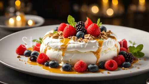 Pavlova Dessert with Fresh Berries