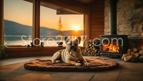 Cozy French Bulldog Sunset Relaxation