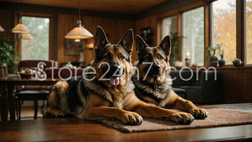 Twin German Shepherds Homely Pose