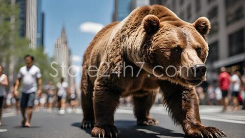 Bear Roaming Urban City Streets