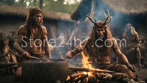 Ancient Tribal Ritual Fire Gathering